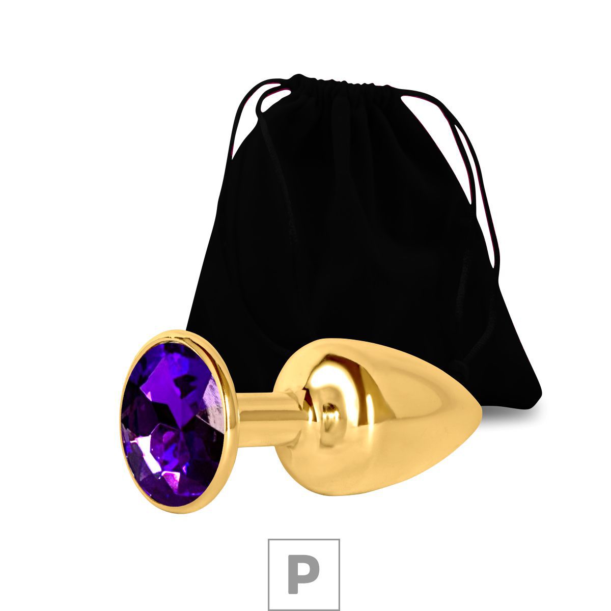 Plug de Metal P Cromado Com Strass - Pedra Violeta
